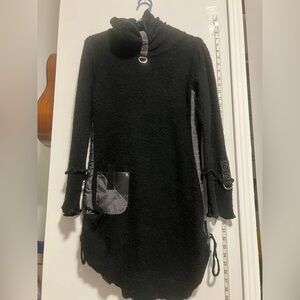 Chic Black Long Sleeve Dress with Button Accents